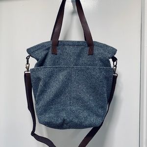 Twig and Horn Grey Wool Crossbody Knitter's Crossbody Project Tote